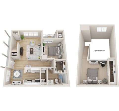 Floor plan for 1 bed, 1 bath, 1166 sqft